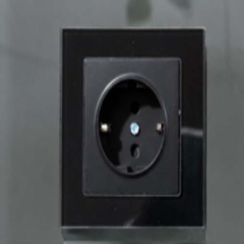 Schuko Flush-Mount Single Socket Black Glass Nefeli Glossy Effect Pack of 3 New