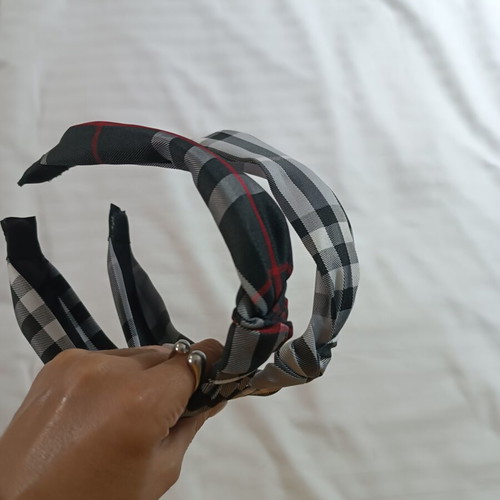 Top Knot Headbands with Tartan Pattern, Like New, Set of Two