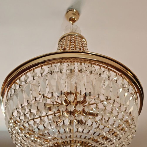 Vintage Empire Basket crystal chandelier, solid brass & Bohemia crystals