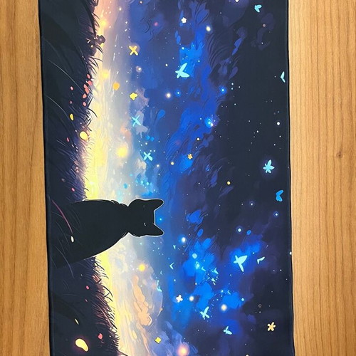 Large Mousepad Black Cat new, Starry Sky 600×300 mm