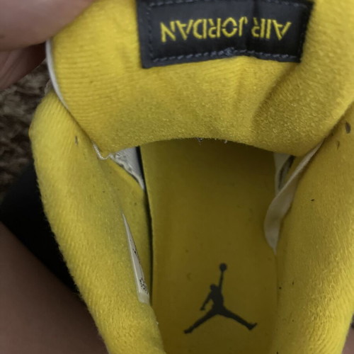 Jordan 4 Retro Vivid Sulfur sneakers, size 44, white and yellow