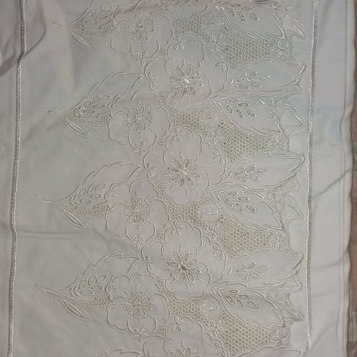 Handmade cutwork double bed sheet set used with pillowcases linen