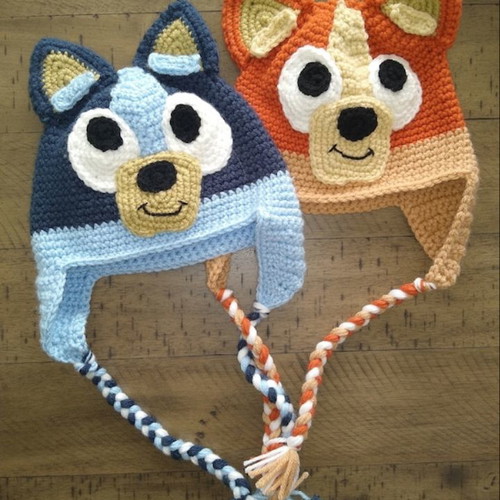 Bluey & Bingo knitted hat new, handmade for babies