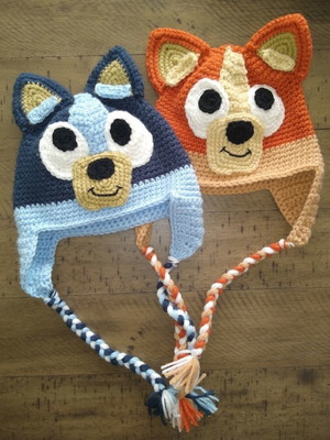 Πλεκτό σκουφάκι Bluey & Bingo νέο, χειροποίητο για βρέφη