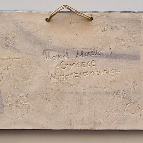 Ceramic decoration signed by artist N. Chatzantonios new
