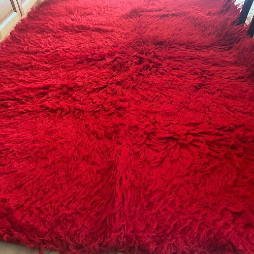 Traditional red flokati rug, 100% wool, large 2.30x1.60 m