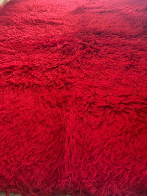 Traditional red flokati rug, 100% wool, large 2.30x1.60 m