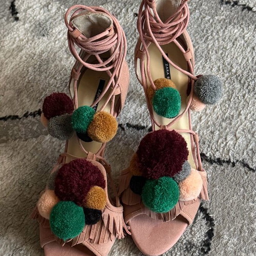Zara sandals new size 39 beige multicolor 10 cm heel