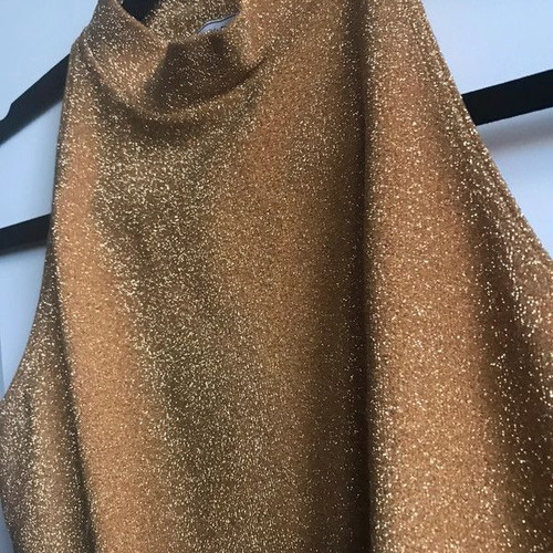 Women's cotton sleeveless top gold like new, halter style, size S