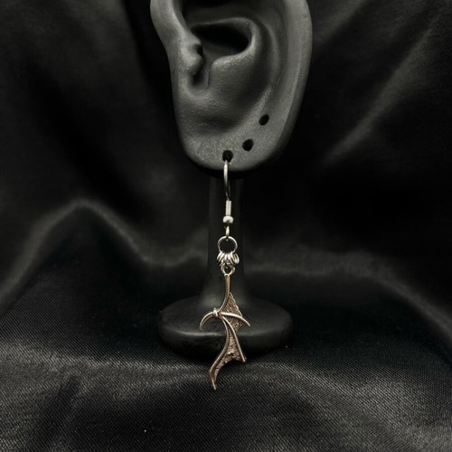 Bat wing earrings used, silver, handmade
