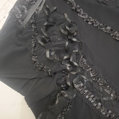 Mary Lides Gothic Lolita black skirt with lace and ribbons, L