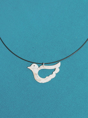 Handmade necklace new, silver melted on copper