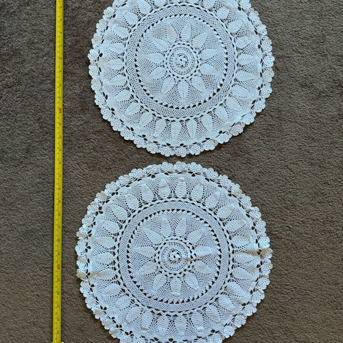Set of 2 handmade embroidery and lace used