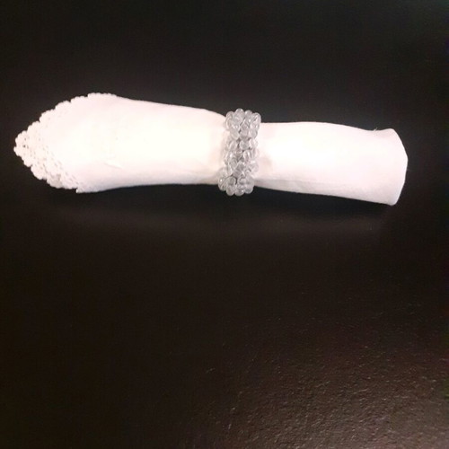 Napkin rings set of 6 like new with white beads