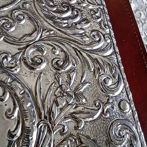 Luxury Italian photo album with 925 silver and genuine leather, like new
