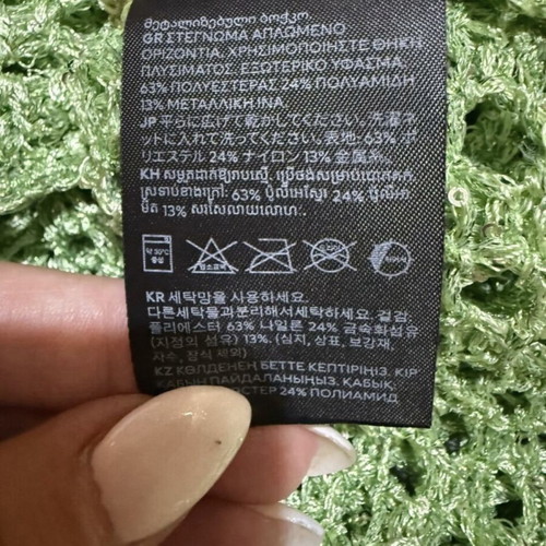 H&M beachwear knitted mini dress with glitter and sequins light green, new