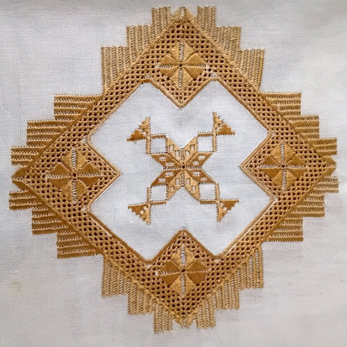 Set of Two Karsanika Lefkadian Handmade Embroideries on Etamine Fabric