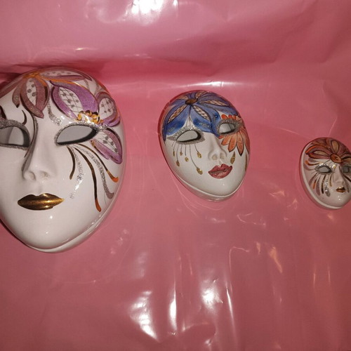 Set of Venetian decorative porcelain masks hand painted, new