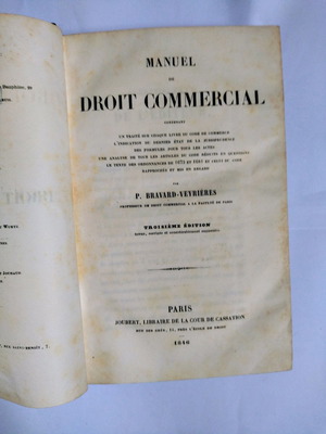 Manuel Droit Commercial book used, published 1846