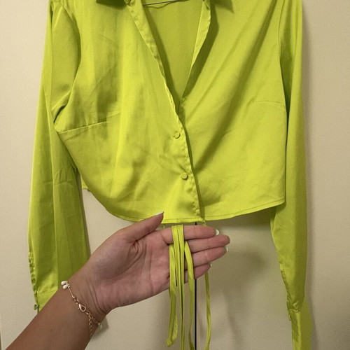 Satin cropped shirt with waist ties