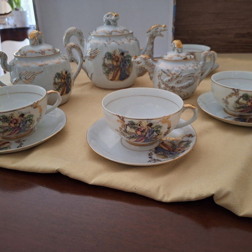 Cherry China Japanese tea set with Geisha lithophane