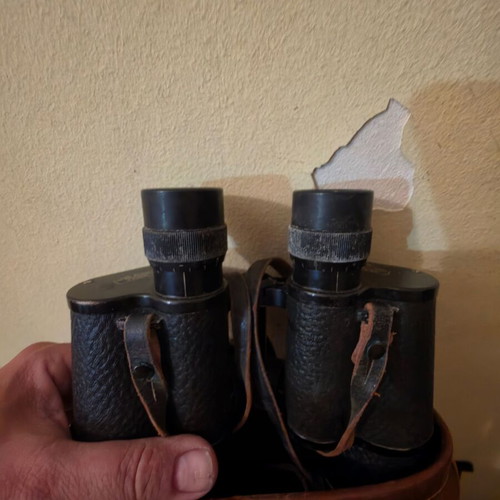 Zeiss binoculars 1940 Greek army WWII with original leather case