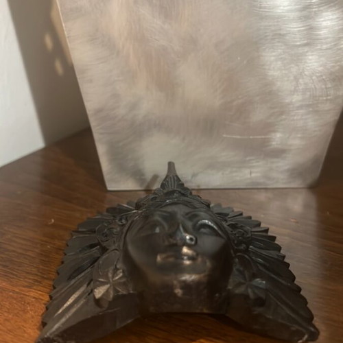 Wood Carving Face of Goddess from Thailand used, dark wood