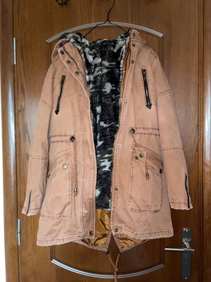 Winter jacket with removable fur lining, brown, size M
