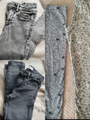 Zara jeans for girls 116 cm and 128 cm with 2 Mango leggings gift, used