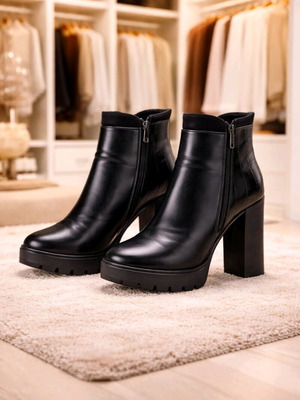 Parex ankle boots with 9cm heel, size 38, like new, black