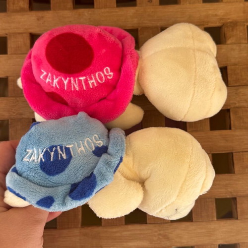 Plush turtles used, pack of two, 14 cm from Zakynthos