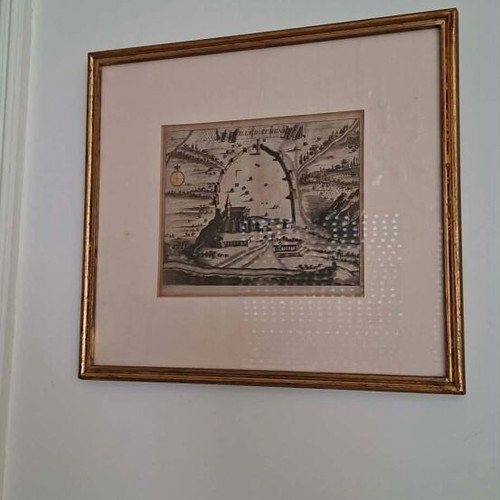 Engraving of Coronelli's Athens 1680 used, framed art