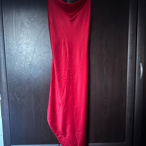 Satin dress asymmetrical red like new