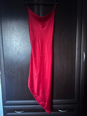 Satin dress asymmetrical red like new