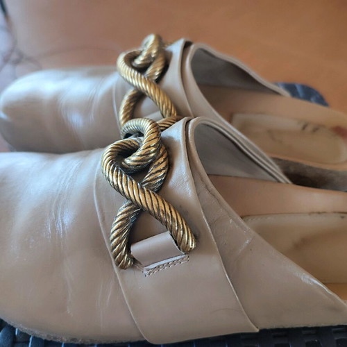 Zara leather sabots beige size 41 like new with iron rings