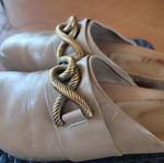 Zara leather sabots beige size 41 like new with iron rings