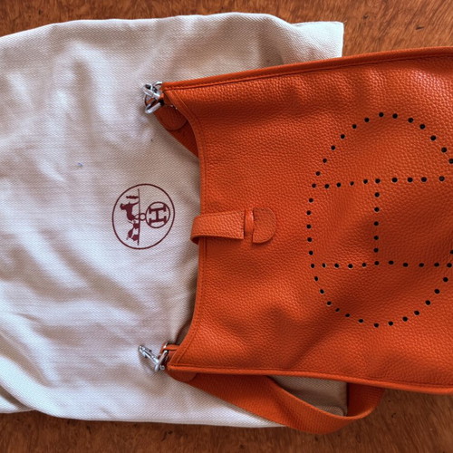 Hermès Evelyne PM Orange Clémence Leather Crossbody Bag