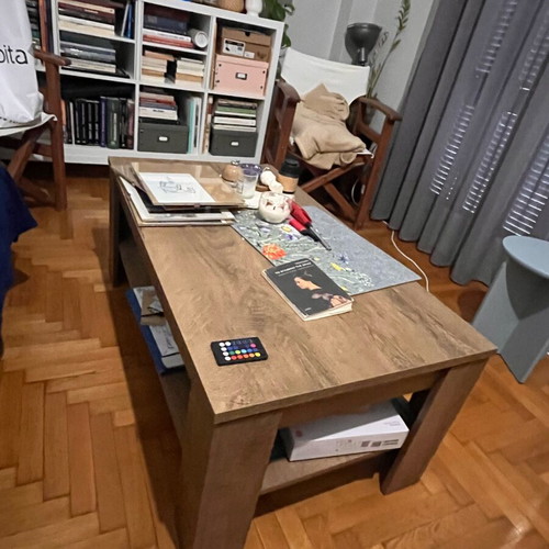 JUSK coffee table used, wood effect 1.10x0.60