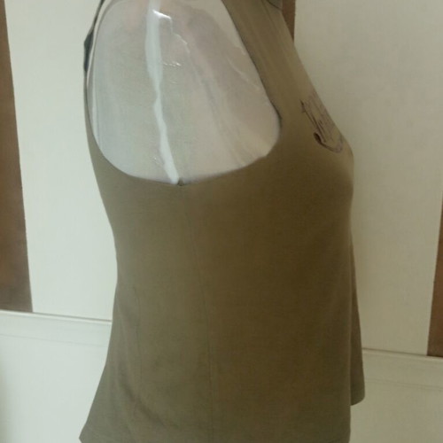 Von Dutch tank top vintage Y2K rare, like new, khaki with split-back hem