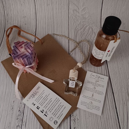 Inspired Chanel No 5 Gift Set with Candle, Body Scrub & Car Diffuser
