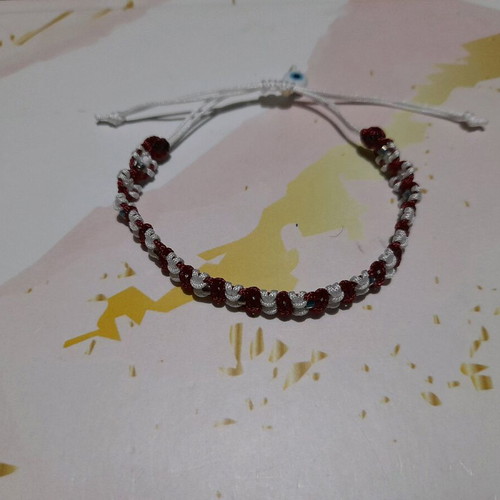 Handmade macrame Martaki bracelet made to order, white and red