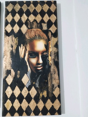 Handmade wooden painting 60x25 cm new