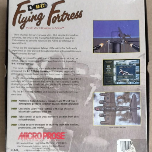 B-17 Flying Fortress PC game by MicroProse, 3.5" disks, big box