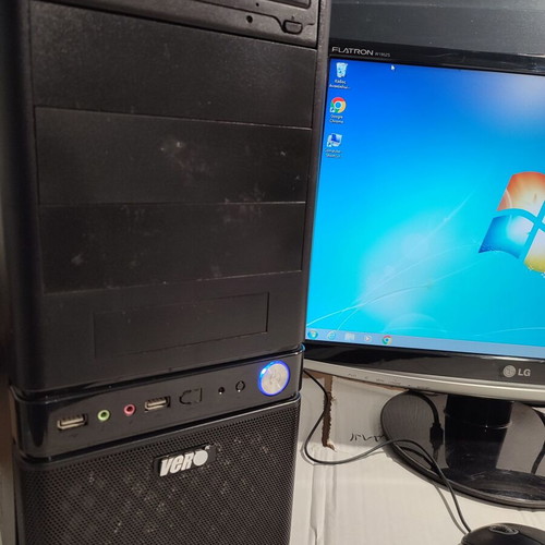 Computer tower with LG 19" monitor used, 2 cores, 3GB RAM, 500GB HDD