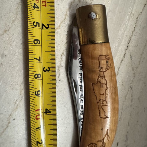 Traditional Cretan Decorative Knife "Crete" with Wooden Handle & Pyrography