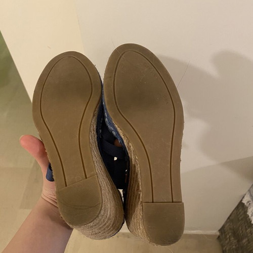 Tommy Hilfiger Monogram Denim Espadrille Wedges like new, blue and beige