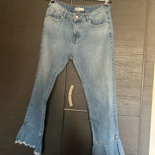 Zara 3/4 Flared Pants Size 38 Blue Like New