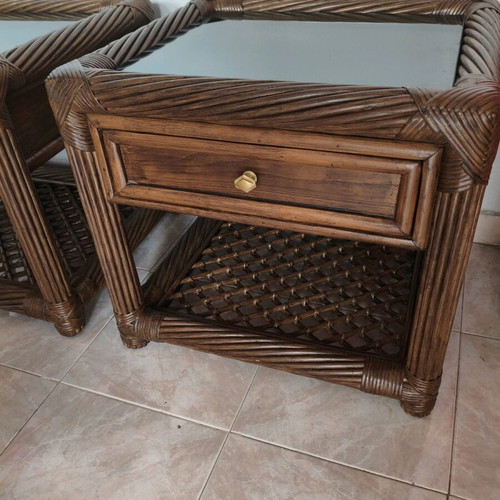 Bamboo bedside tables set like new