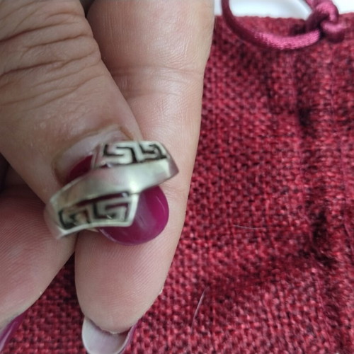Silver women's ring 925 with meander design used, ancient Greek style