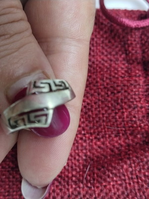 Silver women's ring 925 with meander design used, ancient Greek style
